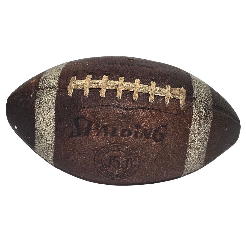 Vintage SpaldingJ5J Official Junior Football FullGrain Leather Brown Collectible
